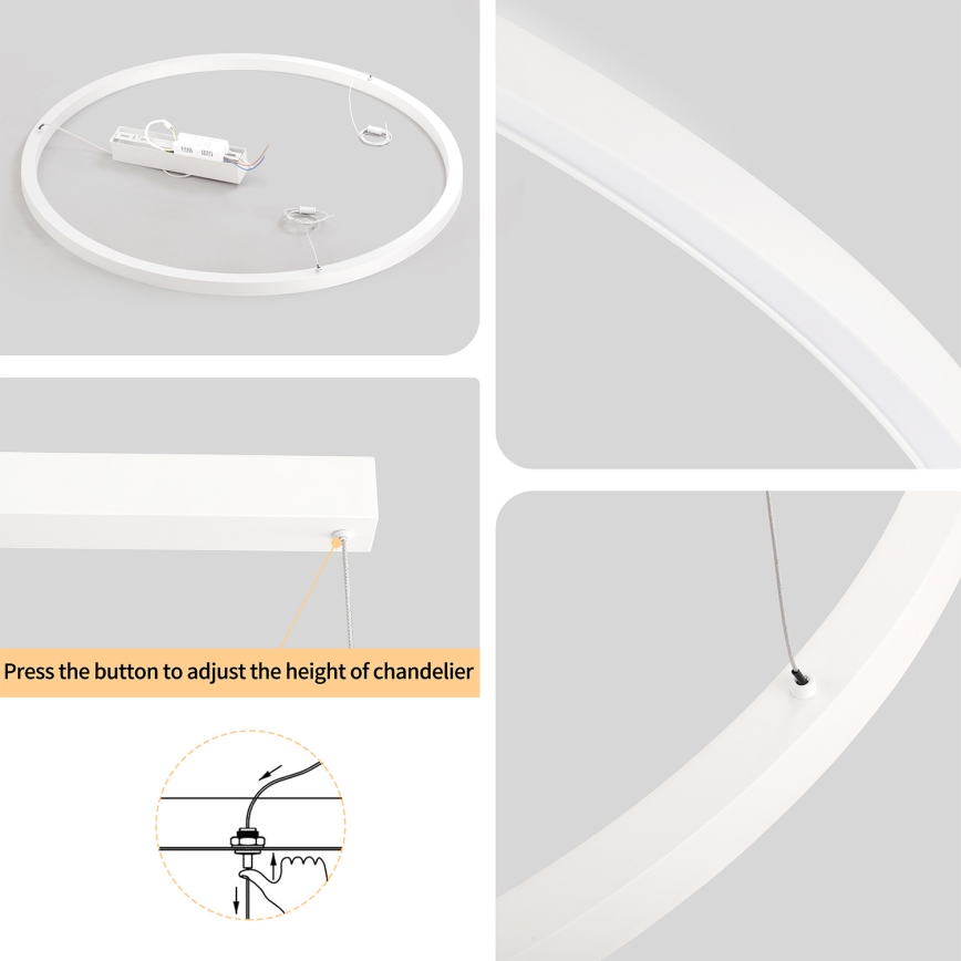 Brilagi - LED luster na sajli PORTOFINO, s mogućnošću prigušivanja, LED/60W/230V, 3000–6000K, Ø 80 cm, bijela + daljinski upravljač
