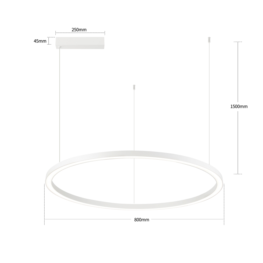 Brilagi - LED luster na sajli PORTOFINO, s mogućnošću prigušivanja, LED/60W/230V, 3000–6000K, Ø 80 cm, bijela + daljinski upravljač