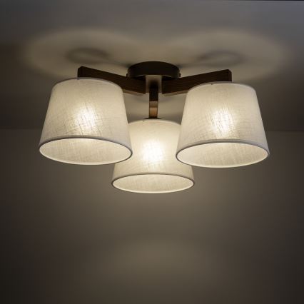 Brilagi - Površinski montirana stropna svjetiljka LATTE 3xE27/60W/230V borovina/bež