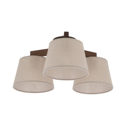 Brilagi - Površinski montirana stropna svjetiljka LATTE 3xE27/60W/230V borovina/bež