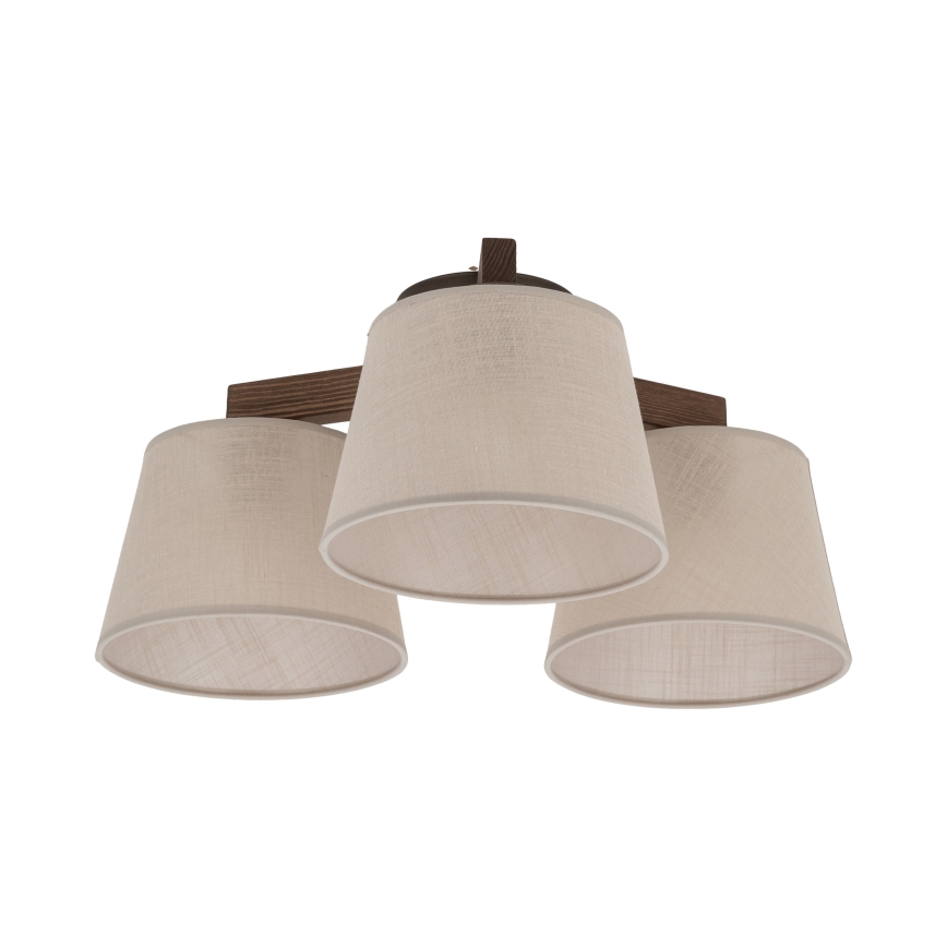 Brilagi - Površinski montirana stropna svjetiljka LATTE 3xE27/60W/230V borovina/bež