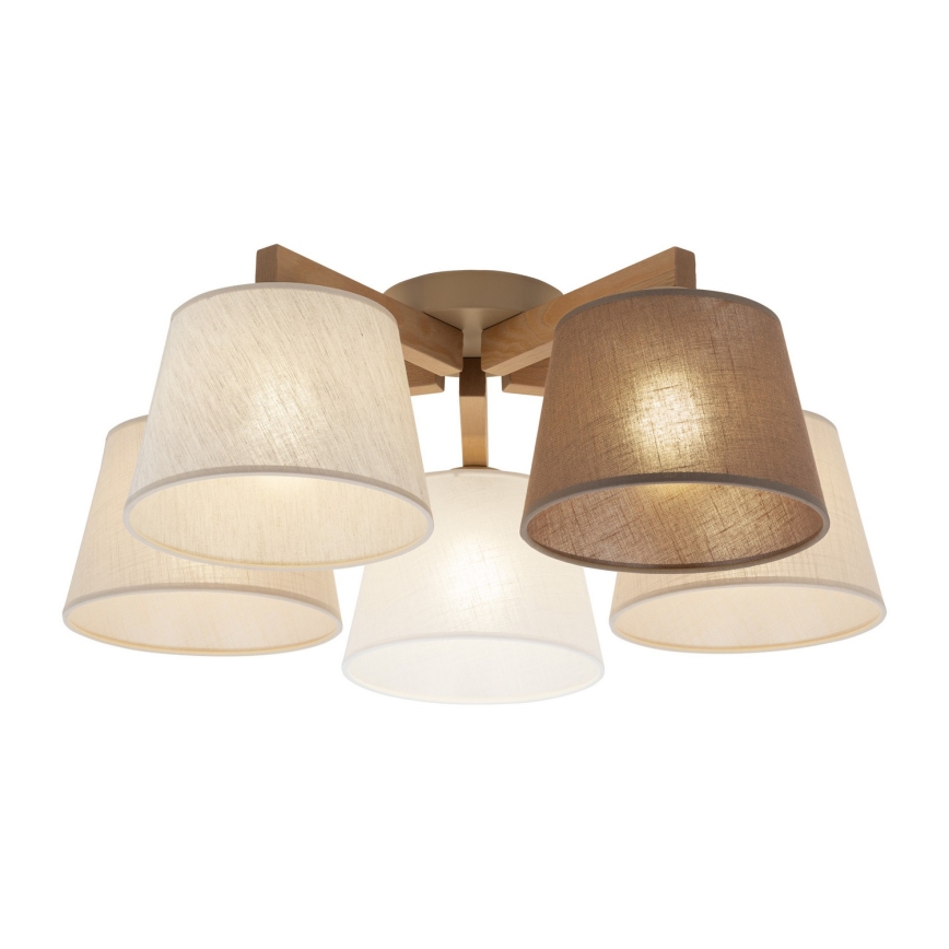 Brilagi - Površinski montirani stropni luster LATTE SABIA 5xE27/15W/230V borovina/mix