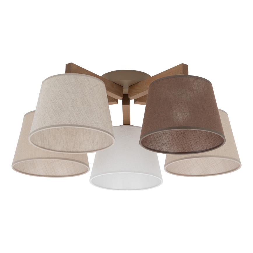 Brilagi - Površinski montirani stropni luster LATTE SABIA 5xE27/60W/230V borovina/mix