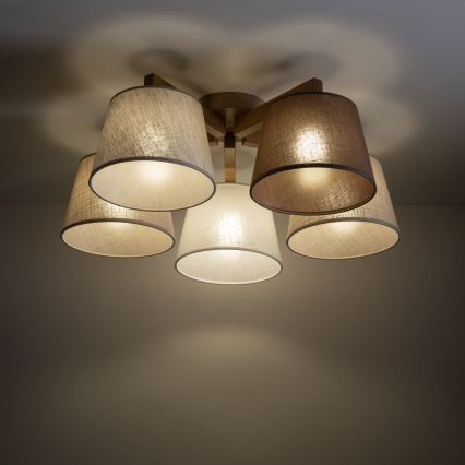 Brilagi - Površinski montirani stropni luster LATTE SABIA 5xE27/60W/230V borovina/mix