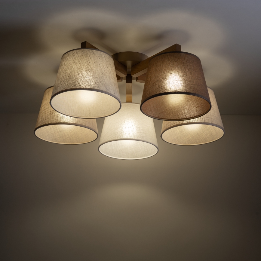 Brilagi - Površinski montirani stropni luster LATTE SABIA 5xE27/60W/230V borovina/mix