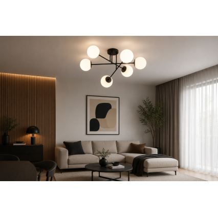Brilagi - Površinski montirani stropni luster MILO 6xE27/60W/230V crni