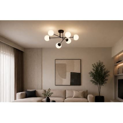 Brilagi - Površinski montirani stropni luster MILO 6xE27/60W/230V crni