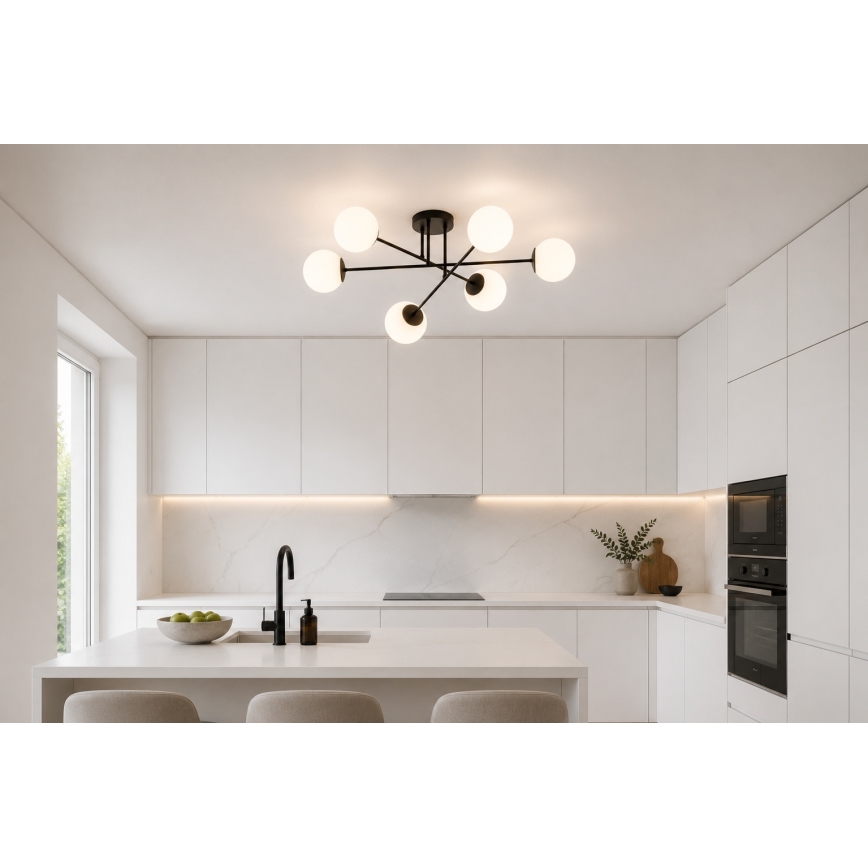 Brilagi - Površinski montirani stropni luster MILO 6xE27/60W/230V crni