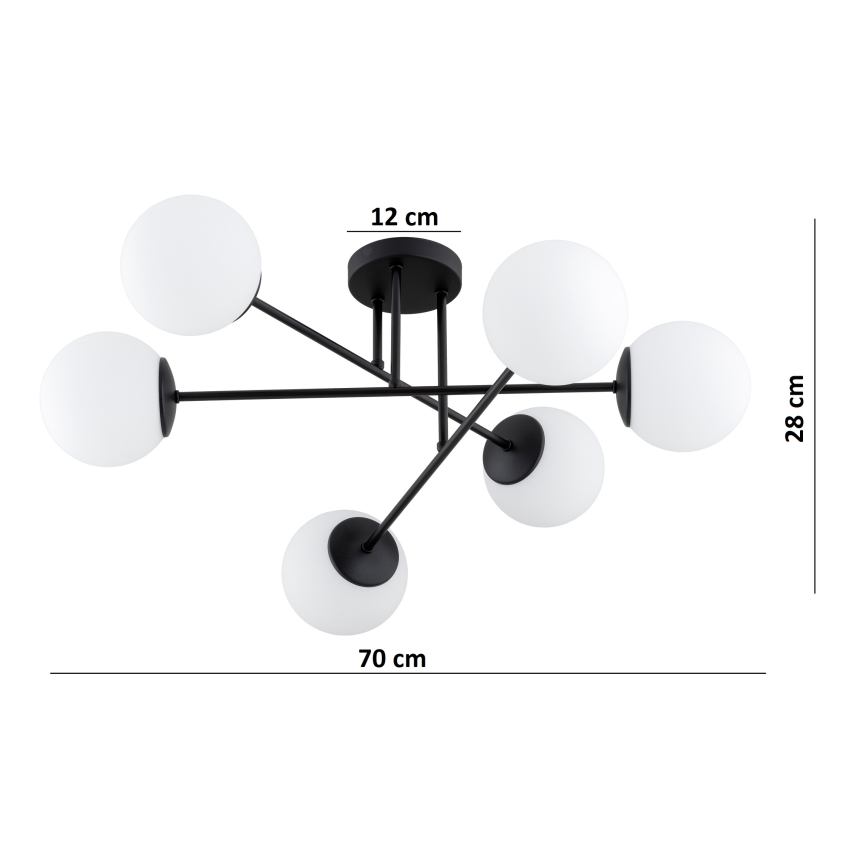 Brilagi - Površinski montirani stropni luster MILO 6xE27/60W/230V crni