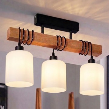 Brilagi - Površinski stropni luster WOOD GLASS 3xE27/60W/230V borovina/crna/bijela