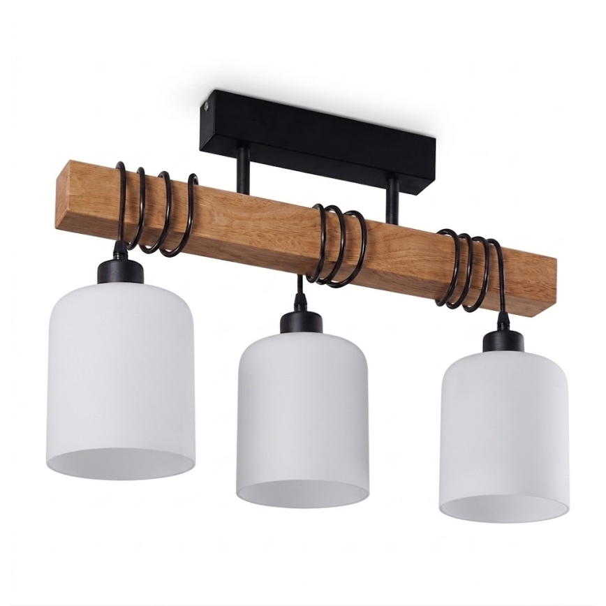 Brilagi - Površinski stropni luster WOOD GLASS 3xE27/60W/230V borovina/crna/bijela