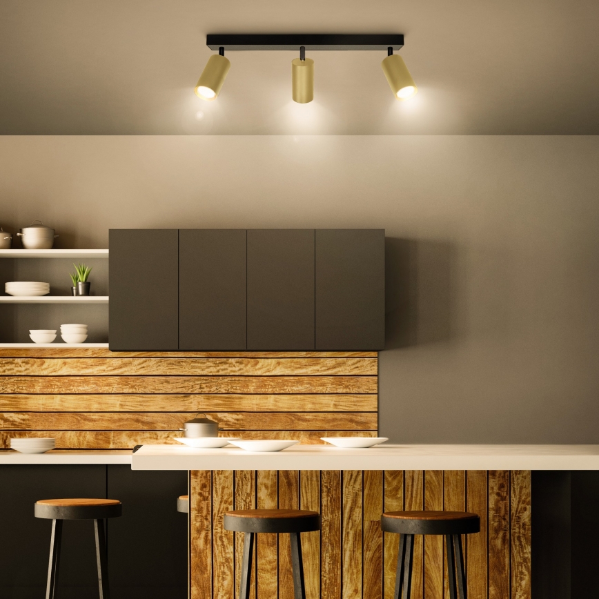 Brilagi - LED RGBW prigušivo reflektorsko svjetlo SELE GOLDEN 3xGU10/4,8W/230V 3000K crna/zlatna + daljinski upravljač