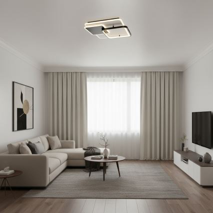 Brilagi - LED stropna svjetiljka FLARE LED/64W/230V s prigušivanjem 3000-6000K 45x45 cm bijela/crna + daljinski upravljač