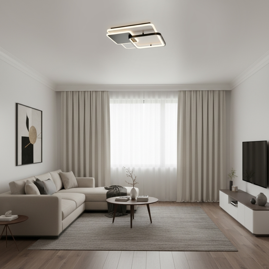 Brilagi - LED stropna svjetiljka FLARE LED/64W/230V s prigušivanjem 3000-6000K 45x45 cm bijela/crna + daljinski upravljač