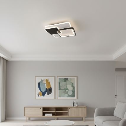 Brilagi - LED stropna svjetiljka FLARE LED/64W/230V s prigušivanjem 3000-6000K 45x45 cm bijela/crna + daljinski upravljač