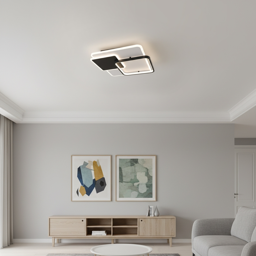 Brilagi - LED stropna svjetiljka FLARE LED/64W/230V s prigušivanjem 3000-6000K 45x45 cm bijela/crna + daljinski upravljač