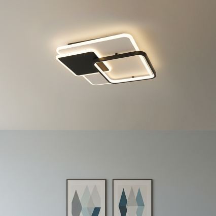 Brilagi - LED stropna svjetiljka FLARE LED/64W/230V s prigušivanjem 3000-6000K 45x45 cm bijela/crna + daljinski upravljač