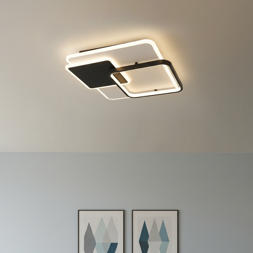 Brilagi - LED stropna svjetiljka FLARE LED/64W/230V s prigušivanjem 3000-6000K 45x45 cm bijela/crna + daljinski upravljač