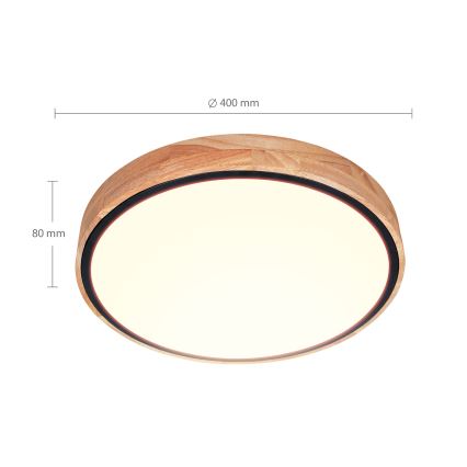 Brilagi - LED stropno svjetlo s prigušivanjem GLORIA LED/48W/230V 3000-6500K hrast, promjer 40 cm + daljinski upravljač