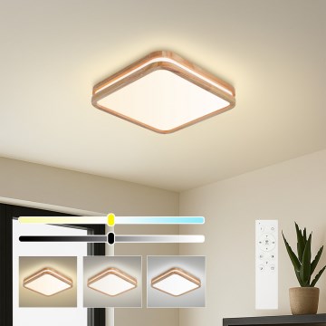 Brilagi - Prigušiva LED stropna svjetiljka MOLINA SQUARE LED/48W/230V 3000-6000K hrast 40x40 cm + daljinski upravljač