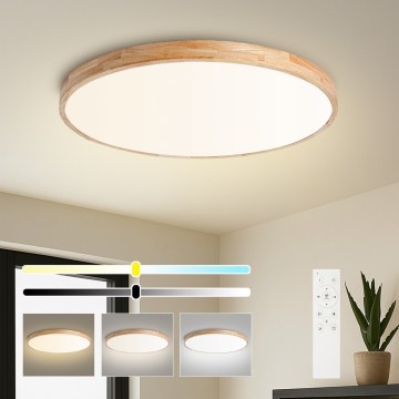 Brilagi - Prigušiva LED stropna svjetiljka WOODLINE LED/100W/230V 3000-6000K hrast, promjer 80 cm + daljinski upravljač