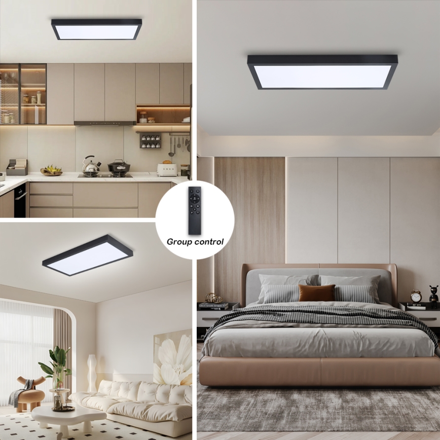Brilagi - LED prigušivo kupaonsko stropno svjetlo FRAME SMART LED/30W/230V 30x60 cm 3000-6000K IP44 crna + daljinski upravljač