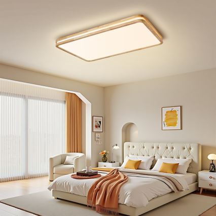 Brilagi - LED prigušivo stropno svjetlo MOLINA SQUARE LED/128W/230V 3000-6000K hrast 90x60 cm + daljinski upravljač
