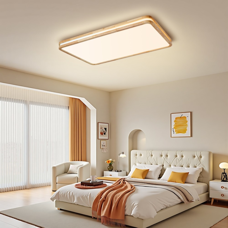 Brilagi - LED prigušivo stropno svjetlo MOLINA SQUARE LED/128W/230V 3000-6000K hrast 90x60 cm + daljinski upravljač