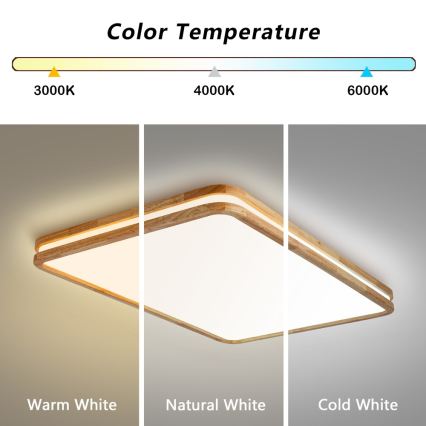 Brilagi - LED prigušivo stropno svjetlo MOLINA SQUARE LED/128W/230V 3000-6000K hrast 90x60 cm + daljinski upravljač