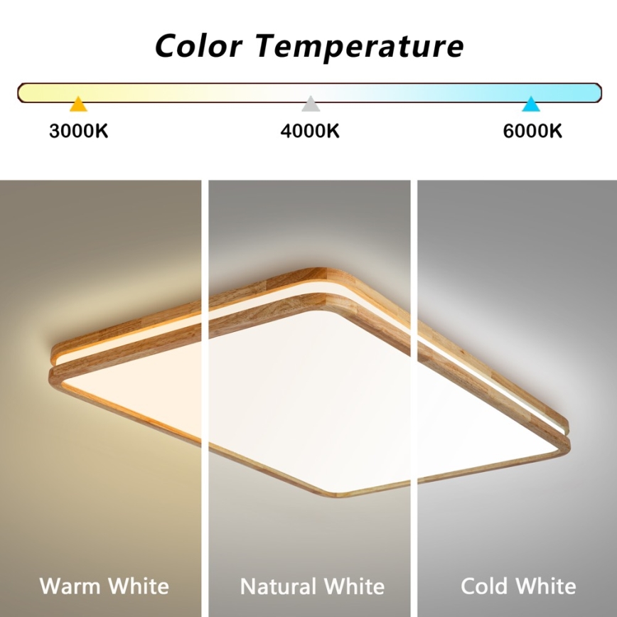 Brilagi - LED prigušivo stropno svjetlo MOLINA SQUARE LED/128W/230V 3000-6000K hrast 90x60 cm + daljinski upravljač