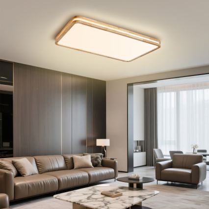 Brilagi - LED prigušivo stropno svjetlo MOLINA SQUARE LED/128W/230V 3000-6000K hrast 90x60 cm + daljinski upravljač