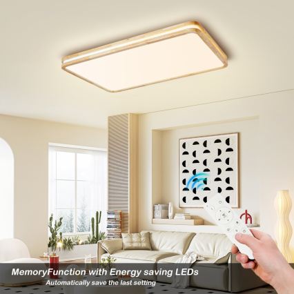 Brilagi - LED prigušivo stropno svjetlo MOLINA SQUARE LED/128W/230V 3000-6000K hrast 90x60 cm + daljinski upravljač