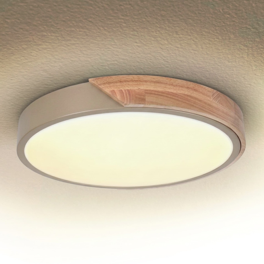 BRILAGI - LED stropna svjetiljka s mogućnošću prigušivanja PILANA LED/48W/230V 3000-6500K hrast/bež Ø 40 cm + daljinski upravljač