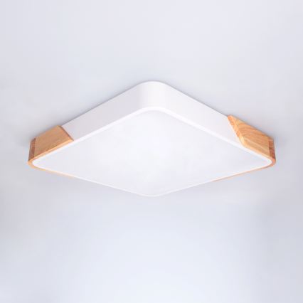 Brilagi - LED prigušivo stropno svjetlo PILANA LED/48W/230V 3000-6500K hrast/bijela 42x42 cm + daljinski upravljač