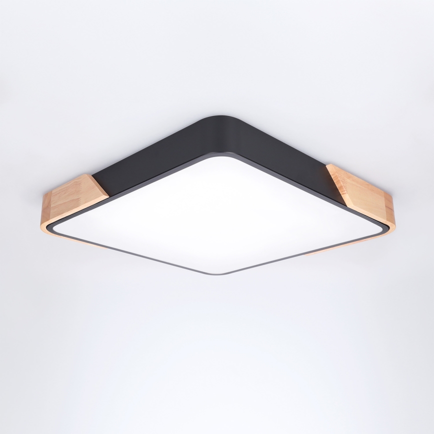 Brilagi - LED stropno svjetlo s prigušivanjem PILANA LED/48W/230V 3000-6500K hrast/crna 42x42 cm + daljinski upravljač