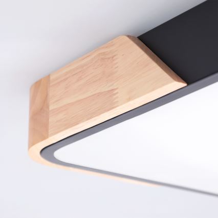 Brilagi - LED stropno svjetlo s prigušivanjem PILANA LED/48W/230V 3000-6500K hrast/crna 42x42 cm + daljinski upravljač