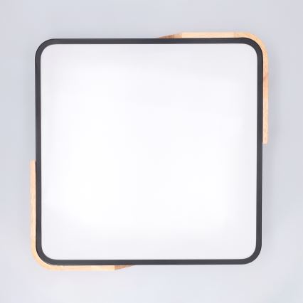 Brilagi - LED stropno svjetlo s prigušivanjem PILANA LED/48W/230V 3000-6500K hrast/crna 42x42 cm + daljinski upravljač