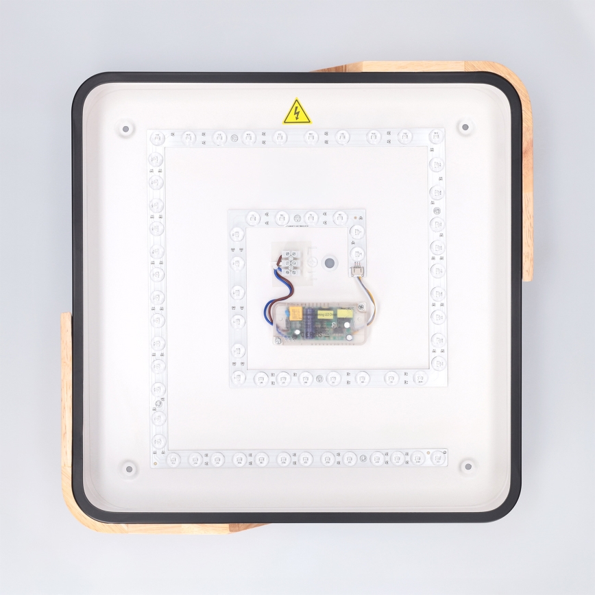 Brilagi - LED stropno svjetlo s prigušivanjem PILANA LED/48W/230V 3000-6500K hrast/crna 42x42 cm + daljinski upravljač