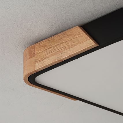 Brilagi - LED prigušivo stropno svjetlo PILANA LED/48W/230V 3000-6500K hrast/crna 56x56 cm + daljinski upravljač