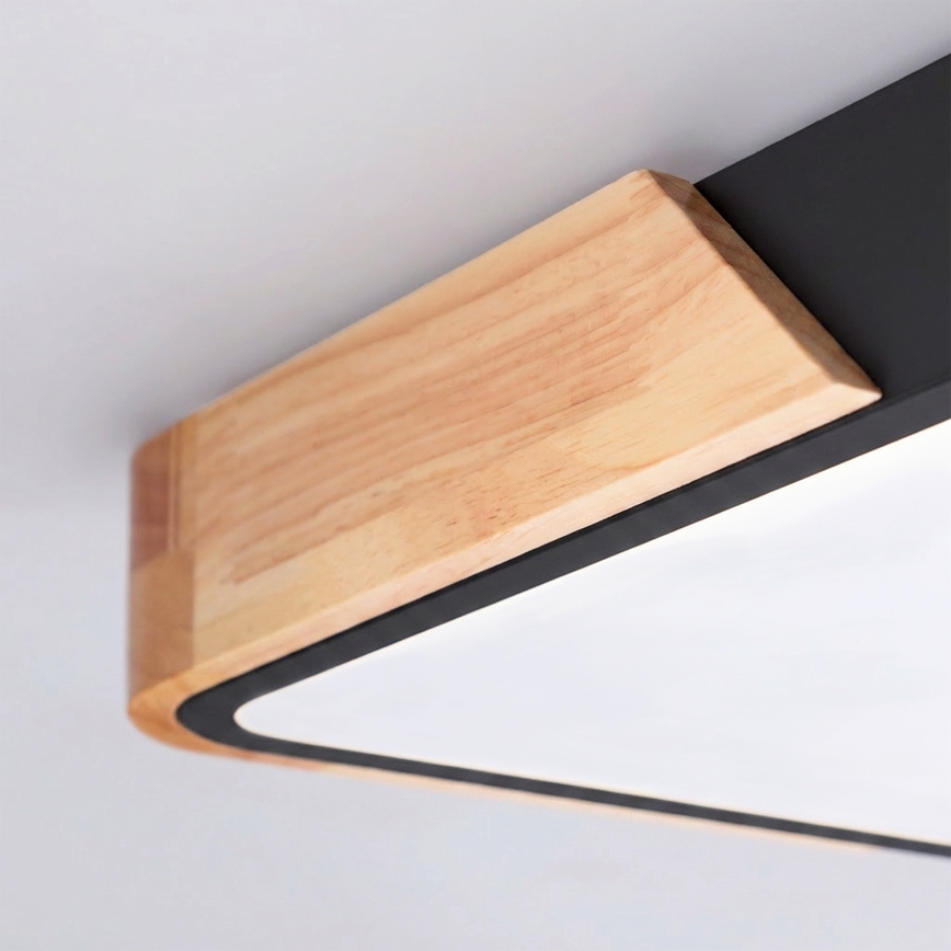 Brilagi - LED prigušivo stropno svjetlo PILANA LED/48W/230V 3000-6500K hrast/crna 56x56 cm + daljinski upravljač