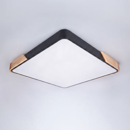 Brilagi - LED prigušivo stropno svjetlo PILANA LED/48W/230V 3000-6500K hrast/crna 56x56 cm + daljinski upravljač