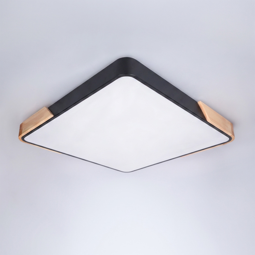 Brilagi - LED prigušivo stropno svjetlo PILANA LED/48W/230V 3000-6500K hrast/crna 56x56 cm + daljinski upravljač