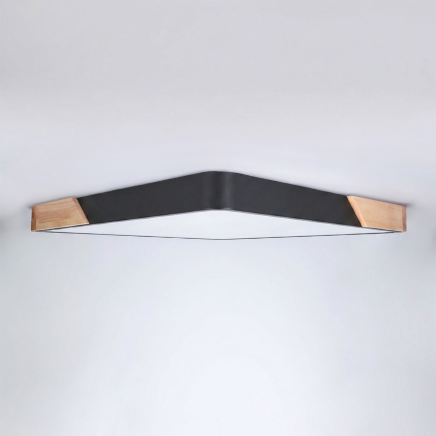 Brilagi - LED prigušivo stropno svjetlo PILANA LED/48W/230V 3000-6500K hrast/crna 56x56 cm + daljinski upravljač