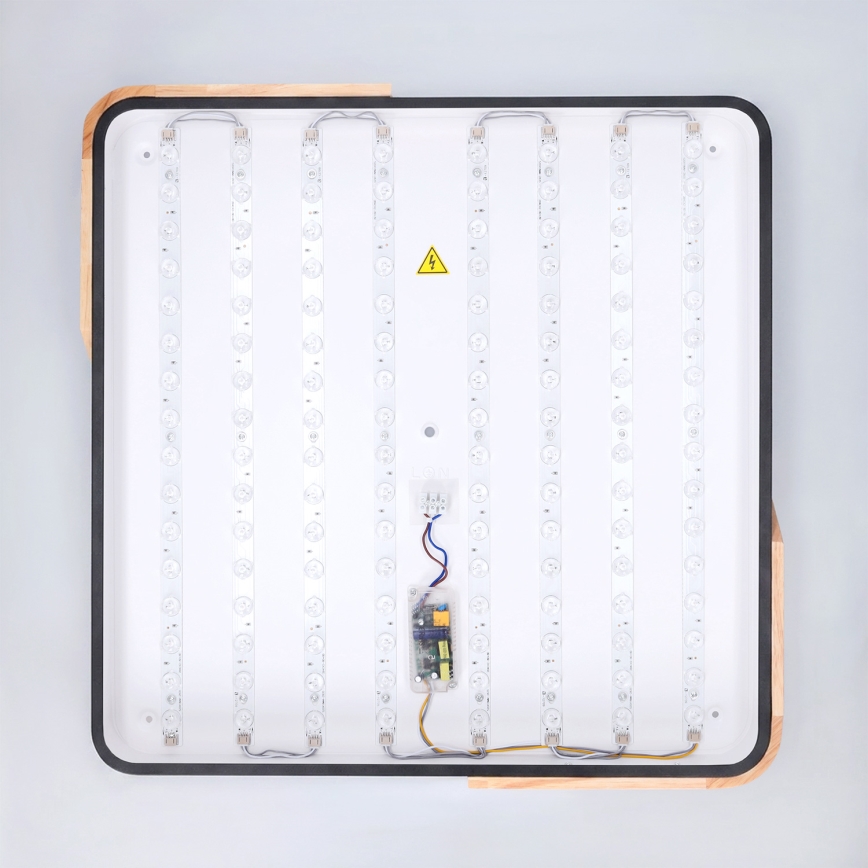 Brilagi - LED prigušivo stropno svjetlo PILANA LED/48W/230V 3000-6500K hrast/crna 56x56 cm + daljinski upravljač