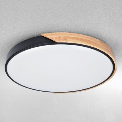 Brilagi - LED stropno svjetlo s mogućnošću prigušivanja PILANA LED/60W/230V 3000-6500K hrast/crna, promjer 60 cm + daljinski upravljač