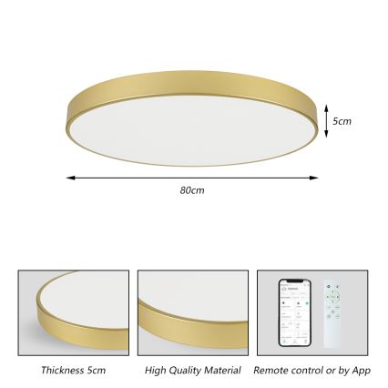 Brilagi - prigušivo LED stropno svjetlo POOL SMART LED/100W/230V 3000-6000K 80 cm zlatno Wi-Fi Tuya + daljinski upravljač