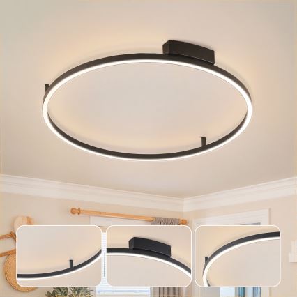 Brilagi - LED stropna svjetiljka PORTOFINO s mogućnošću prigušivanja LED/60W/230V 3000-6000K Ø 80 cm crna + daljinski upravljač