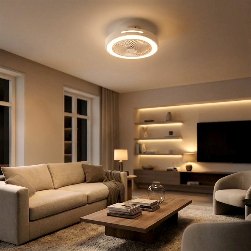 Brilagi - LED stropna svjetiljka s ventilatorom s mogućnošću prigušivanja LED/38W/230V 3000-6500K 3000-6500K promjer 46 cm bijela + daljinski upravljač