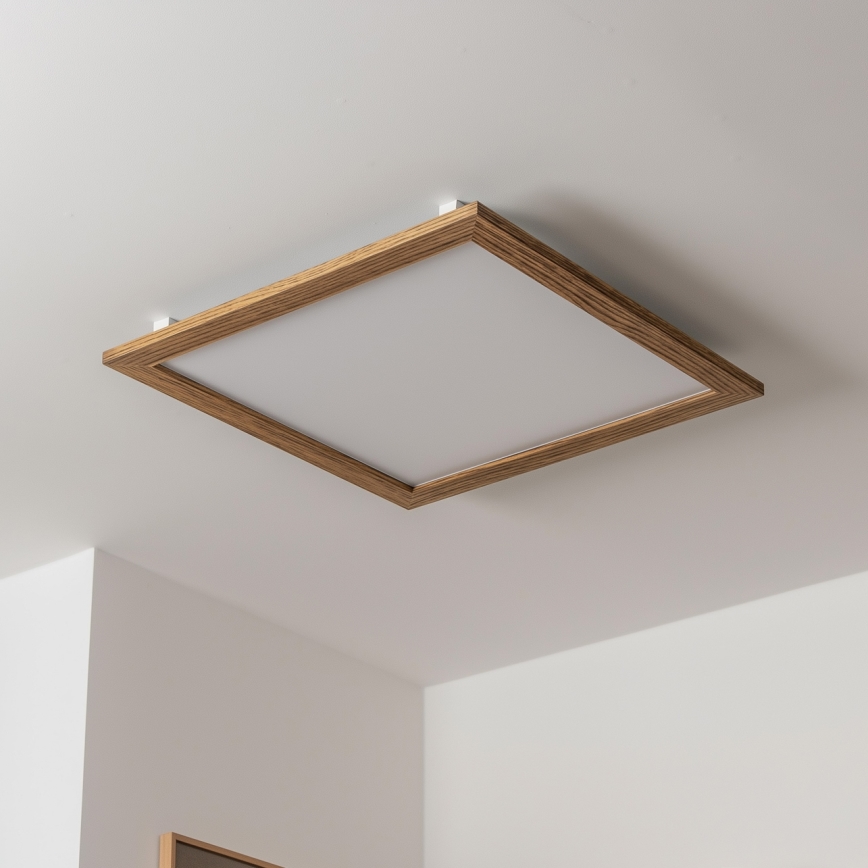 Brilagi - LED stropna svjetiljka SLIMFRAME WOOD s mogućnošću prigušivanja LED/58W/230V 64x64 cm 3000-6000K smeđa + daljinsko upravljanje