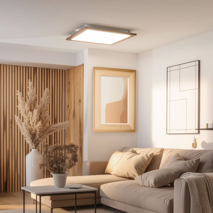 Brilagi - LED stropna svjetiljka SLIMFRAME WOOD s mogućnošću prigušivanja LED/58W/230V 64x64 cm 3000-6000K smeđa + daljinsko upravljanje